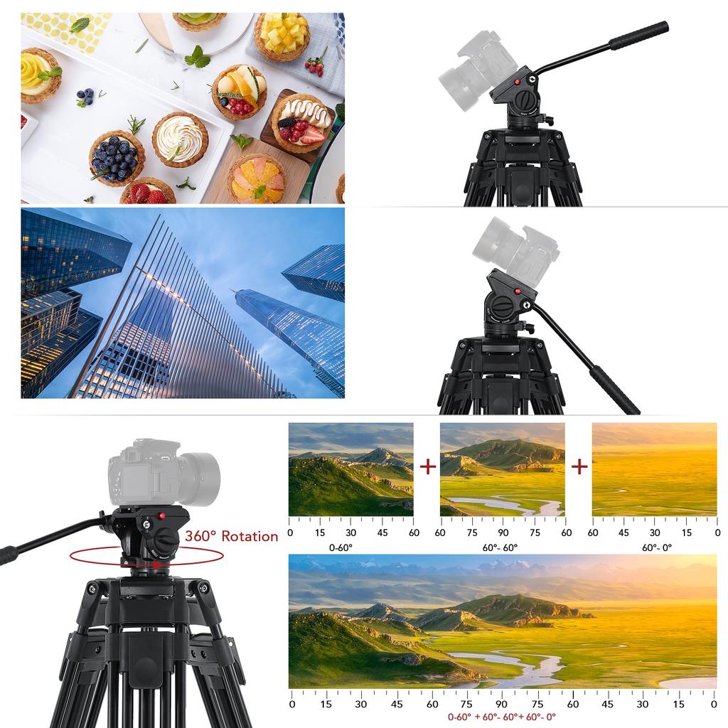 Andoer  67 Inch Tripod Stand Professional Video Tripod Heavy Duty Aluminum Alloy with Detachable