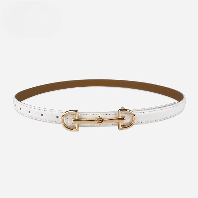 Women's Thin Leather Belt Short Skirt Jeans Women's Belt Versatile Fashion Black Cowhide Women's Style