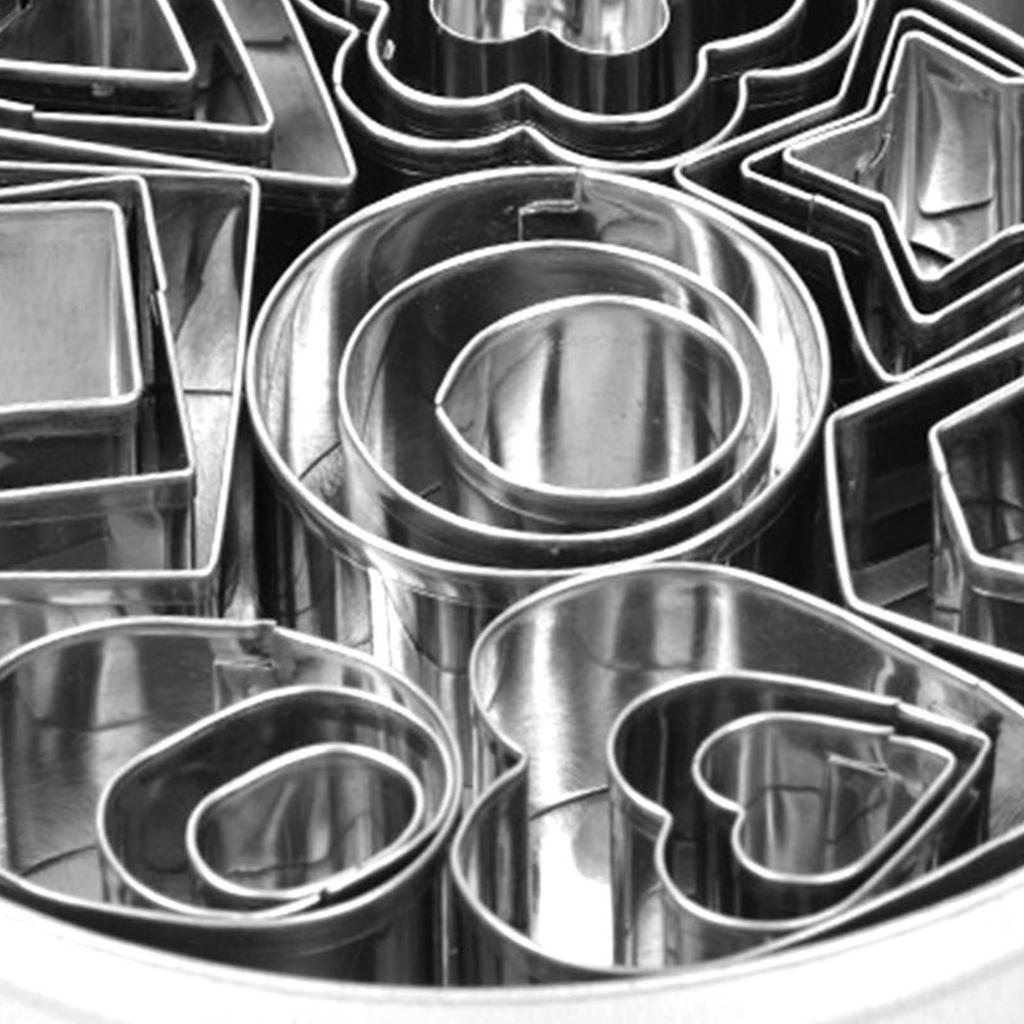 24Pcs Cookie Cutter Stainless Steel Round Heart Star Flower Triangle Hexagonal Shape Biscuit Baking Mold Cutter