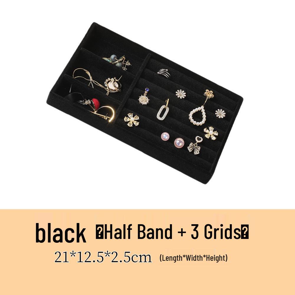 Velvet Jewelry Organizer Tray with Dividers for Necklaces, Earrings, and Rings