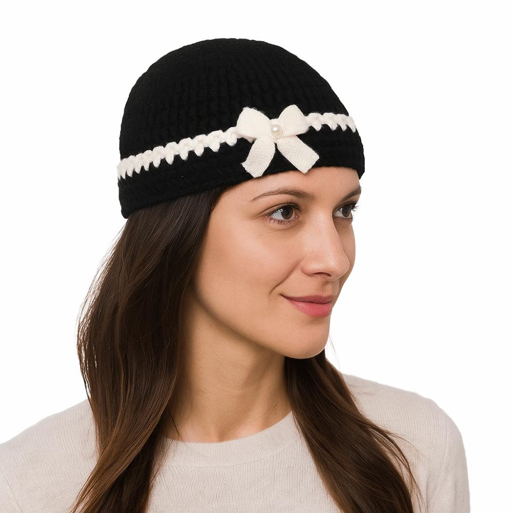 Handmade Crochet Flower Knitted Hat Hollow Out Bowknot Beanies Hat Casual Flower Weave Cap  Outdoor