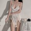 Sexy pajamas women's 1011 summer new pure desire wind spring and autumn lace suspender ice silk nightdress loungewear underwear