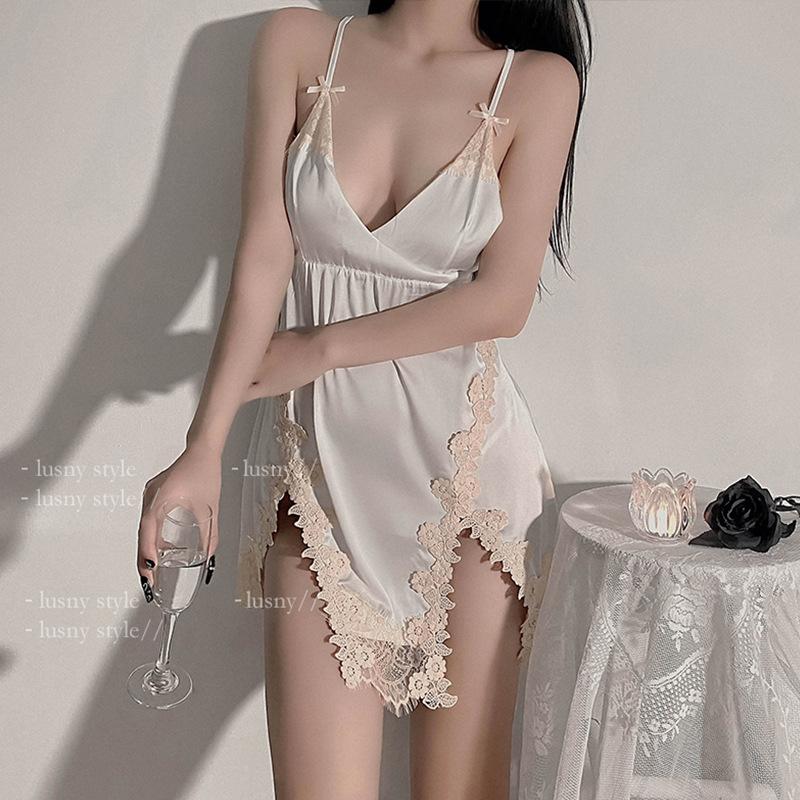 Sexy pajamas women's 1011 summer new pure desire wind spring and autumn lace suspender ice silk nightdress loungewear underwear