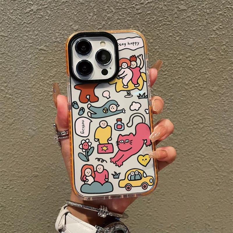 Creative Graffiti Cartoon iPhone16 Mobile Phone Case Apple 13promax Xiaohongshu Same 11 Silicone Protective Case