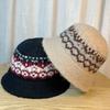 Jacquard Knitted Wool Basin Hat Women's Autumn and Winter Cold and Warm Bucket Hat