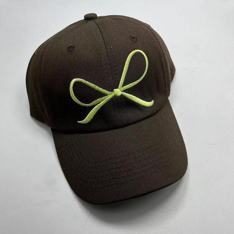 Cute Bow Embroidered Baseball Cap Soft Cotton Adjustable Dad Hat for Women
