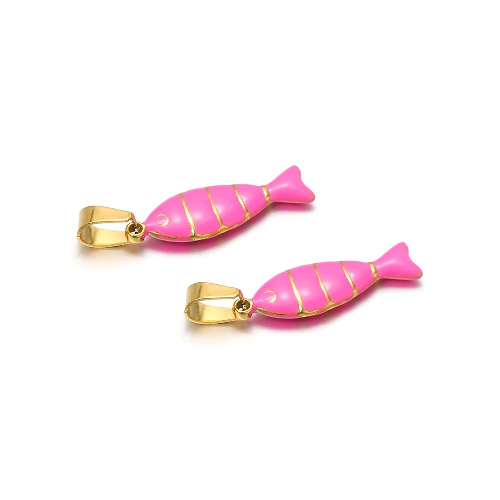 5pcs Stainless Steel Enamel Fish Bracelet Making Necklace Pendants Charms for DIY Jewelry Findings Handmade Crafts Accessories
