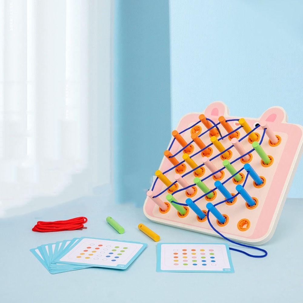 Burr-free Wooden Threading Lacing Toy Kids Rope Threading Game Baby Toddlers Kids