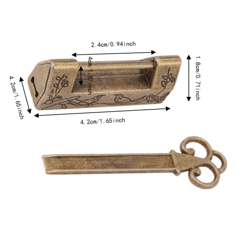 4pcs Bronze Finish Chinese Style Padlock Mini Size Magpie Flowers Padlock Antique Cabinet