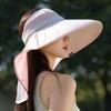 Sun Hat Women'S Fashion Color Matching Big Eaves Anti-Ultraviolet Empty Top Sun Hat Ice Silk Shawl Sunshade Bucket Hat