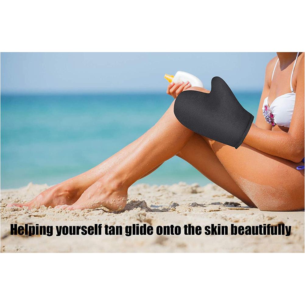 Self Tanning Mitt Applicator Sunless Tanner Glove Reusable Tanning Lotion Applicator Glove for Face and Body Black