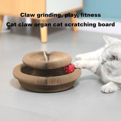 Cat Accordion Toy Magic Cat Scratching Cardboard Interactive Scratch Pad Cat Toy with Ball Foldable Cat Scratcher Paw Accordion Toy