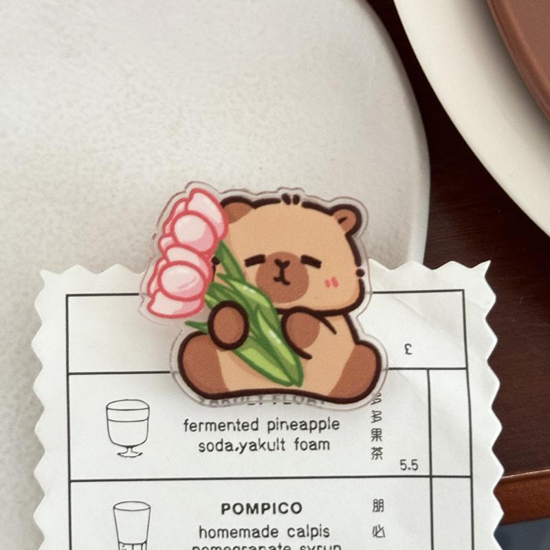 

Lovely Cartoon Style Capybara Paper Clip Office Stationery Learning Supplies Note Holder Mini Pp Clip 6pcs
