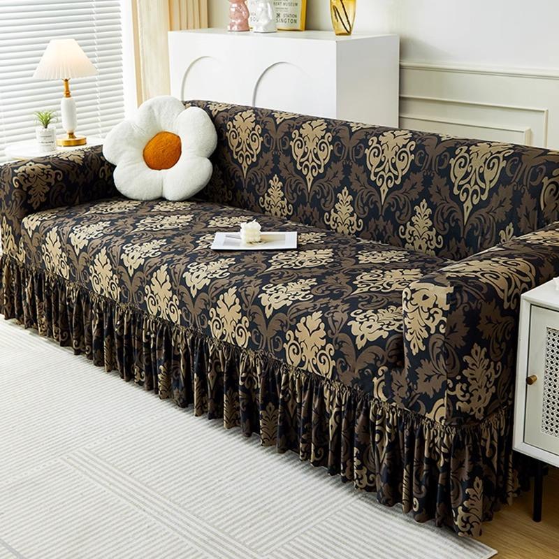 Universal European Style Skirt Sofa Cover  All Season Universal Fabric Summer Sofa Cover  One Piece Sofa Cushion with Sandpaper