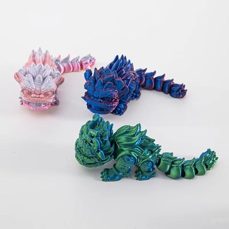 3d Figures Lion Miniature Funny Ornament Decoration Chinese Lion Dance Model Joint Movable Figurine Home Decor Craft