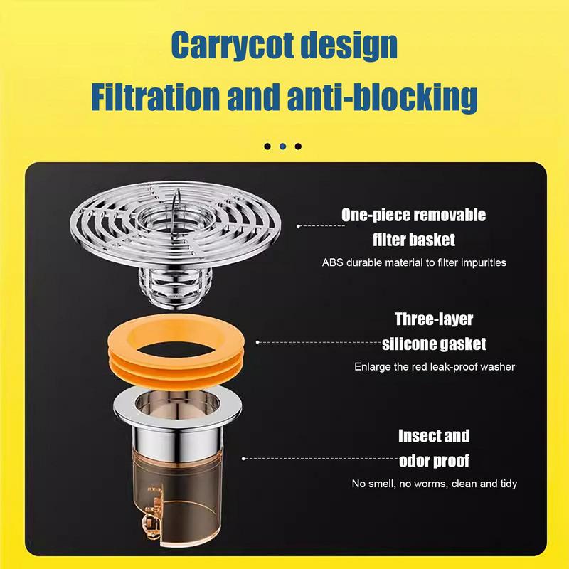 Sink Stopper Bathroom Drain Removable Drain Stopper Basket Hair Catcher Anti-Odor Bathtub Converter Backflow Anti-Clogging Sink