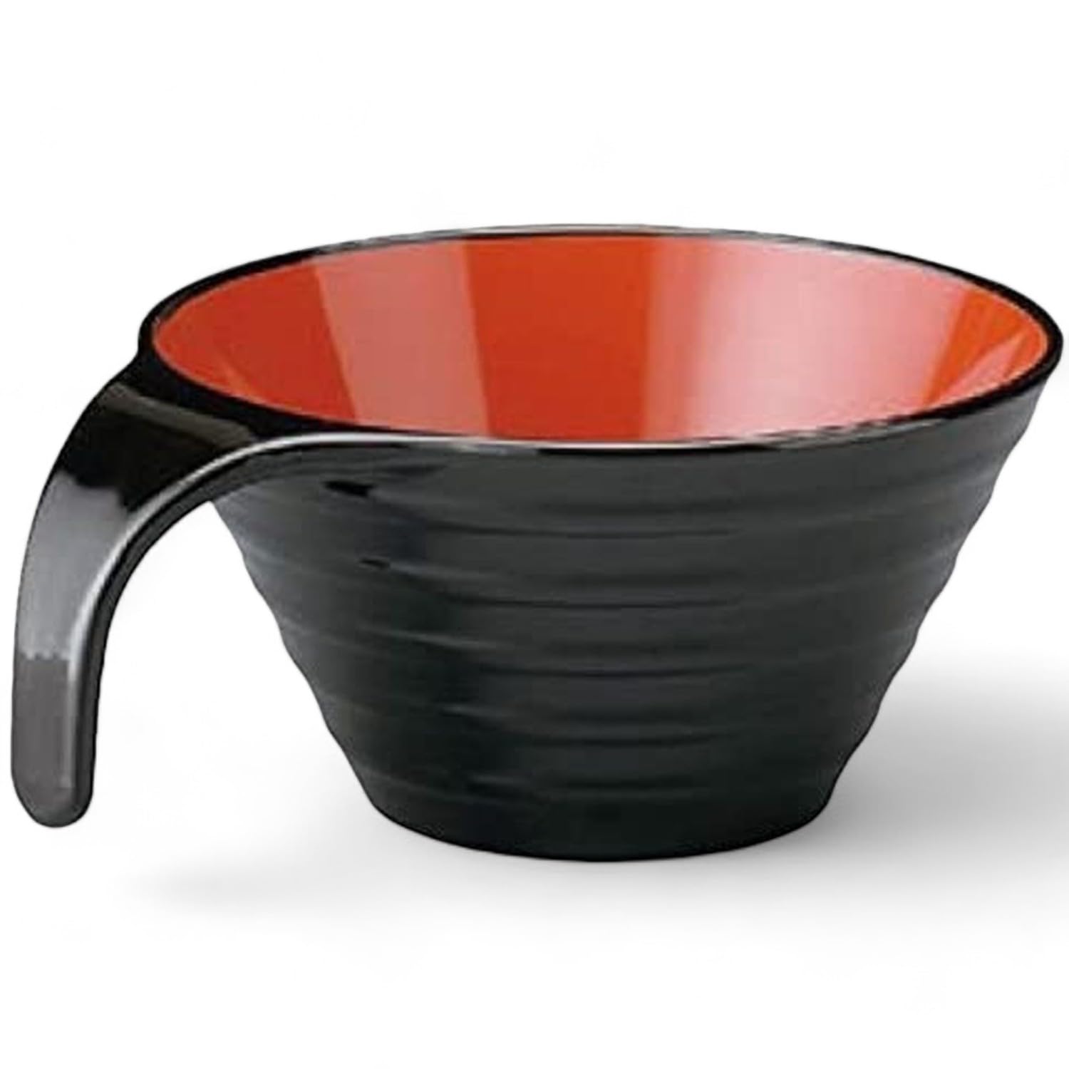 Miso Soup Durable Totty Ripple Black with Red 14cm x x Made in Japan J-kitchens Bowl, Bowl, Interior, 11.1cm 5.8cm,