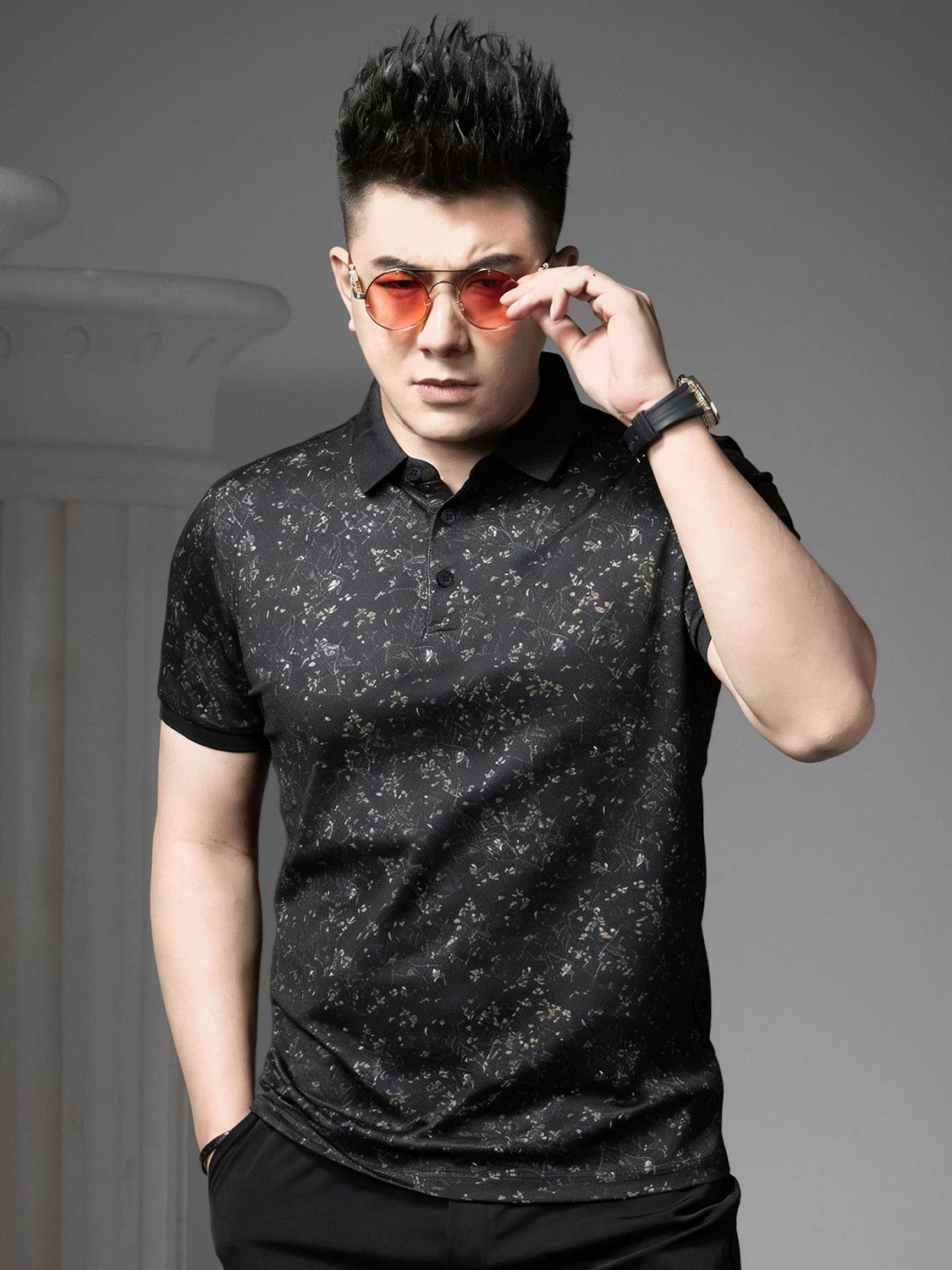 

European-Style Floral Men s Short-Sleeve Polo Shirt 2026 New Summer Turn-Down Collar T-Shirt Trendy Casual Half-Sleeve Top for Men XL белый