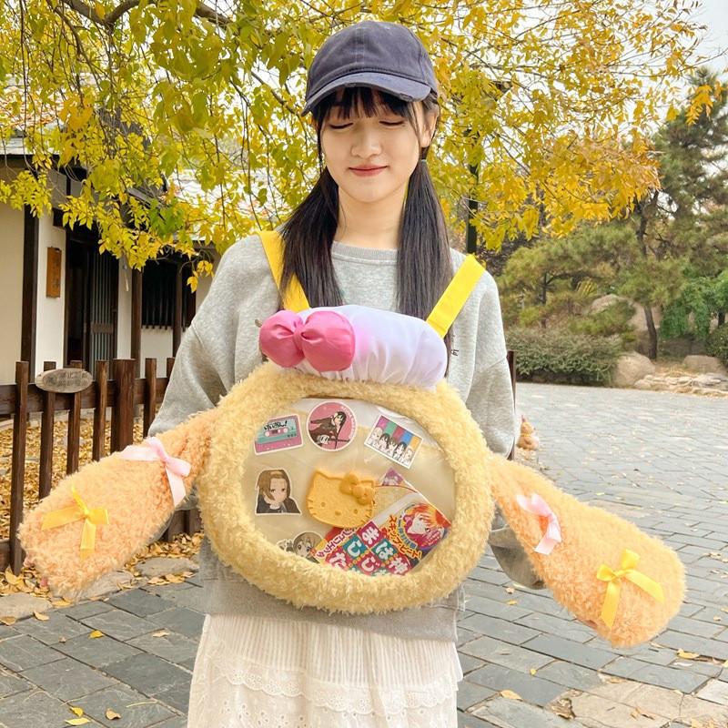 Cookieann Transparent Cute Design Plush Backpack Bow Decoration For Use Daily