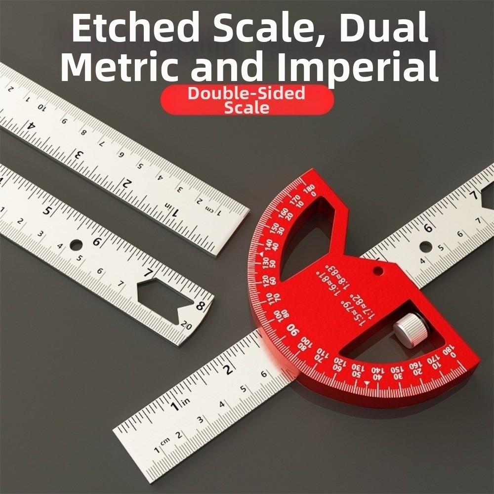 8/12 Inch Angle Protractor Adjustable 0-180 Degrees Construction Protractors Aluminum Alloy Measuring Scribe Angle Ruler