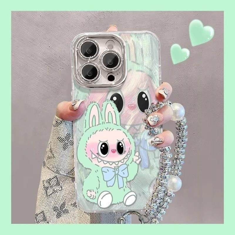 Cartoon Ghost Rab IPhone16promax Apple 17 Mobile Phone Case 15 Chain 14 Fine Hole Feather Yarn 13 Hard