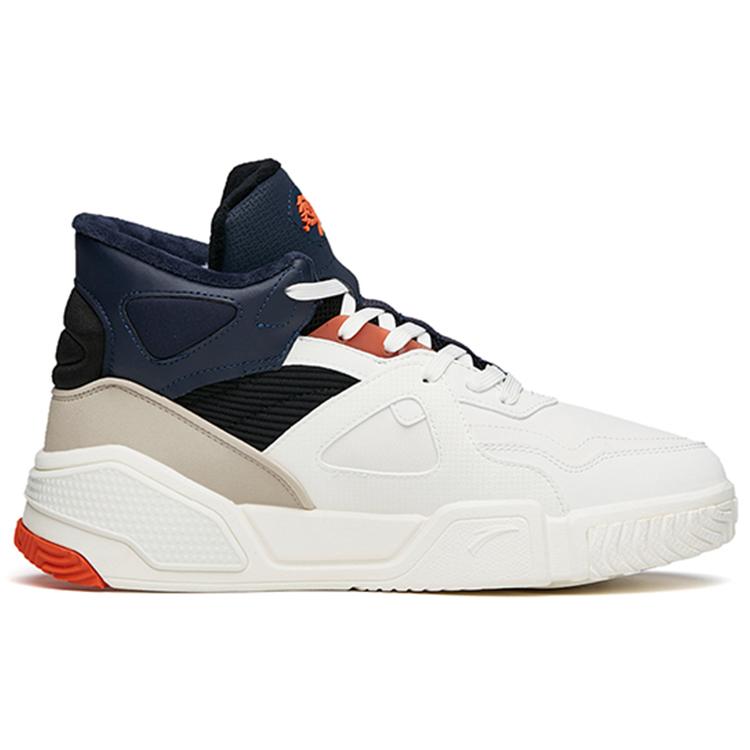 Anta Abrasion Resistant Cushioning Mid top Skateboard Shoes Men's White Blue Orange 112148902-1