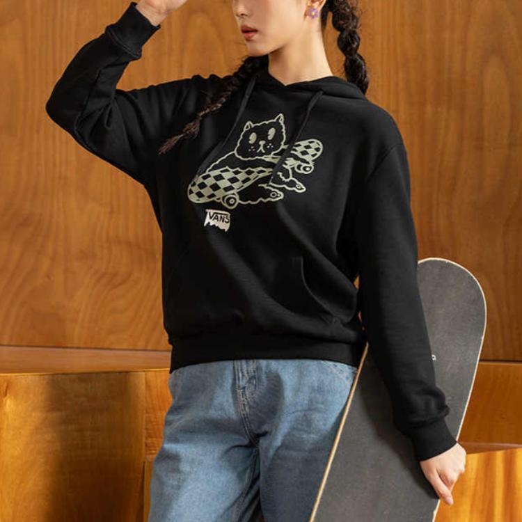 Vans Kitty Gfx Cartoon Letter Hoodie Women hoodies Black VN000GNNBLK