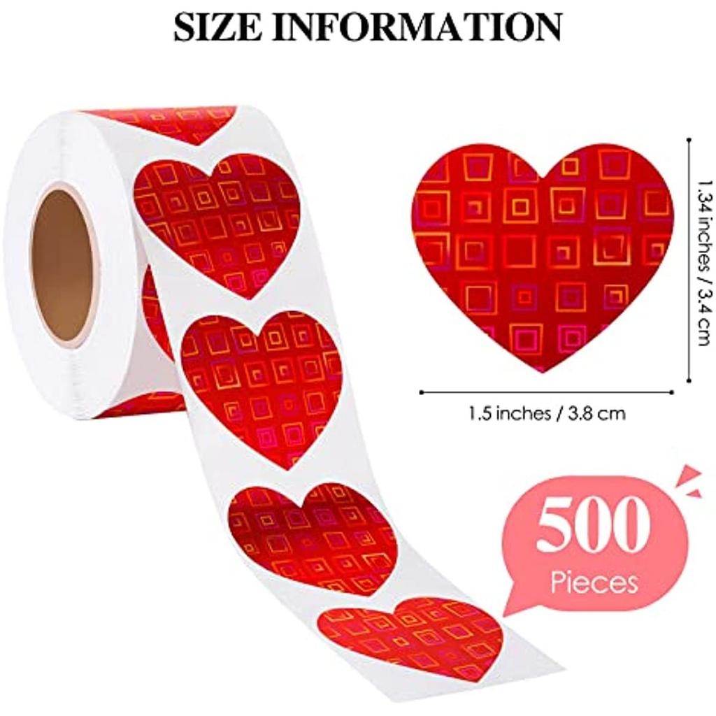 Heart Stickers - Ideal for Valentine's Day Love-Themed Envelopes Cards & Gift Displays Self-Adhesive Thermal Labels for Small Businesses