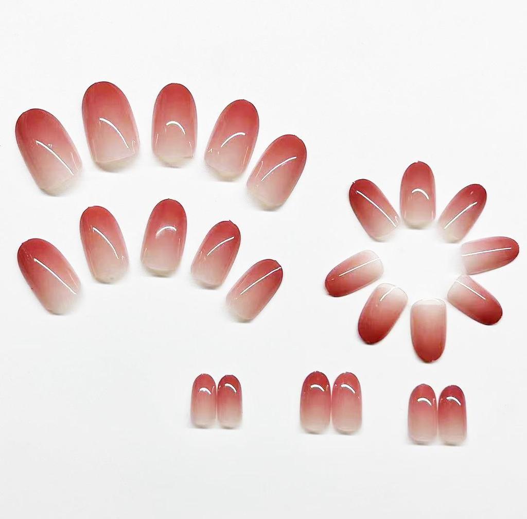 Charming Gradient Blush Detachable Press-On Short Nails