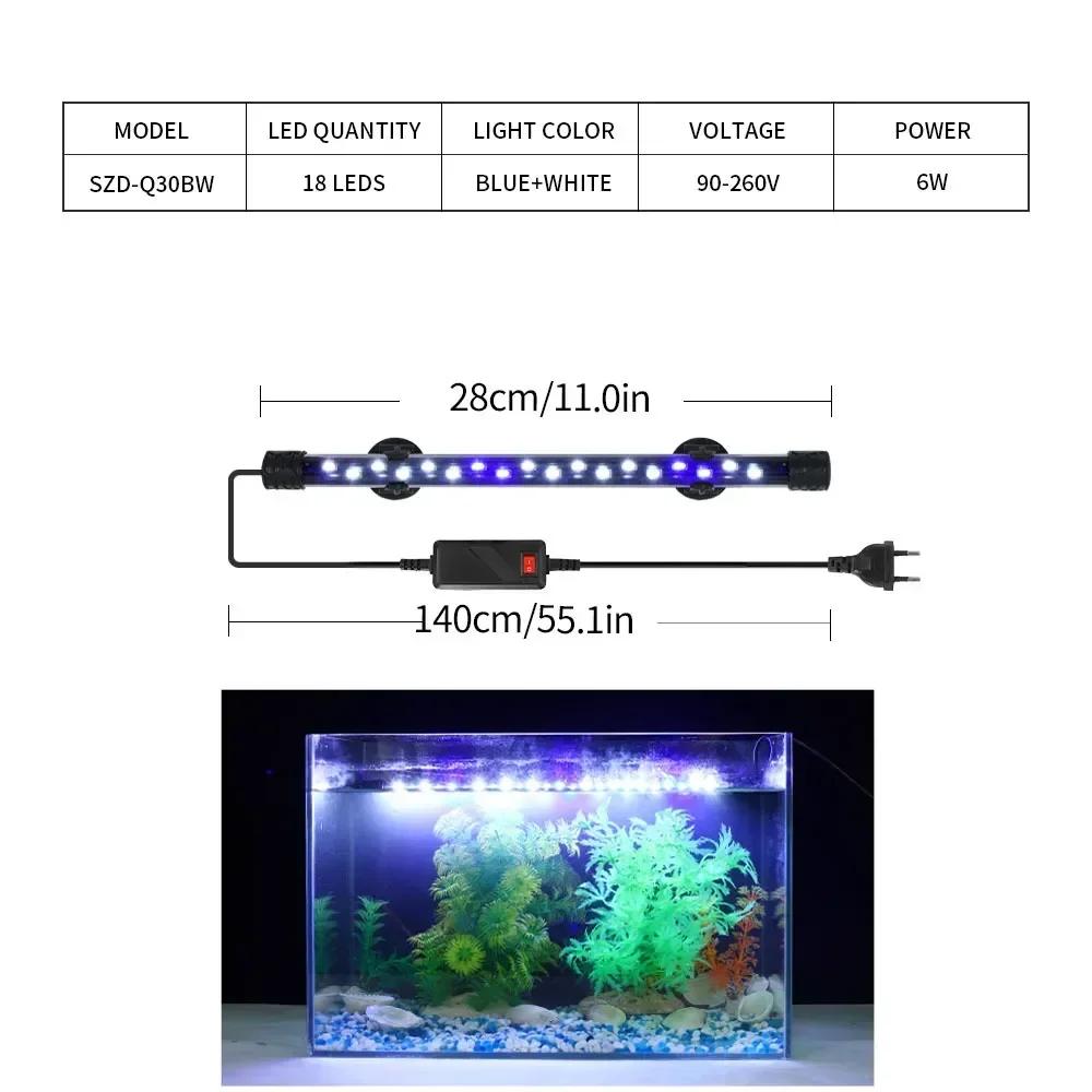 Luz LED Impermeable para Acuario Lámpara de Crecimiento para Plantas Iluminación Subacuática para Pecera Para Accesorios de Decoración de Acuarios 90-260V