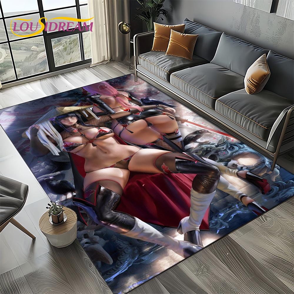 3D Sexy Krajka Krásná Dívka Dáma Kreslená Anime Postava Koberec Kobereček pro Obývací Pokoj Ložnici Domácí Dekorace Pohovky, Protiskluzová Podložka na Podlahu