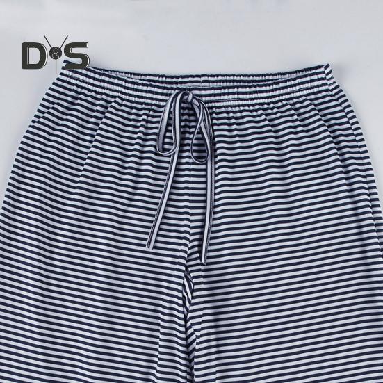 Women Casual Pants Straight Wide Leg Striped Print Long Trousers Adjustable Waist Strap Loose Fit Lounge Pants