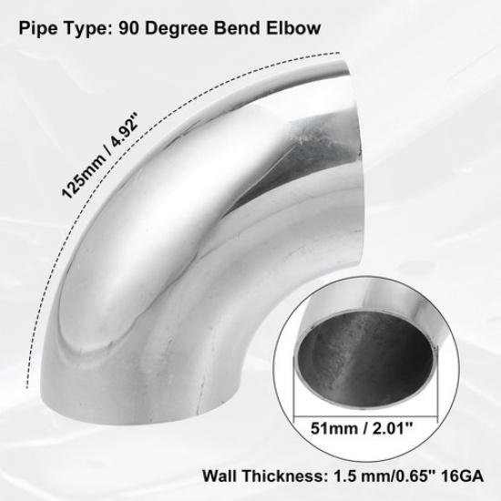 Universal  OD 2 inch 90 Degree Mandrel Bend Elbow Bend Exhaust Tube Pack of 2