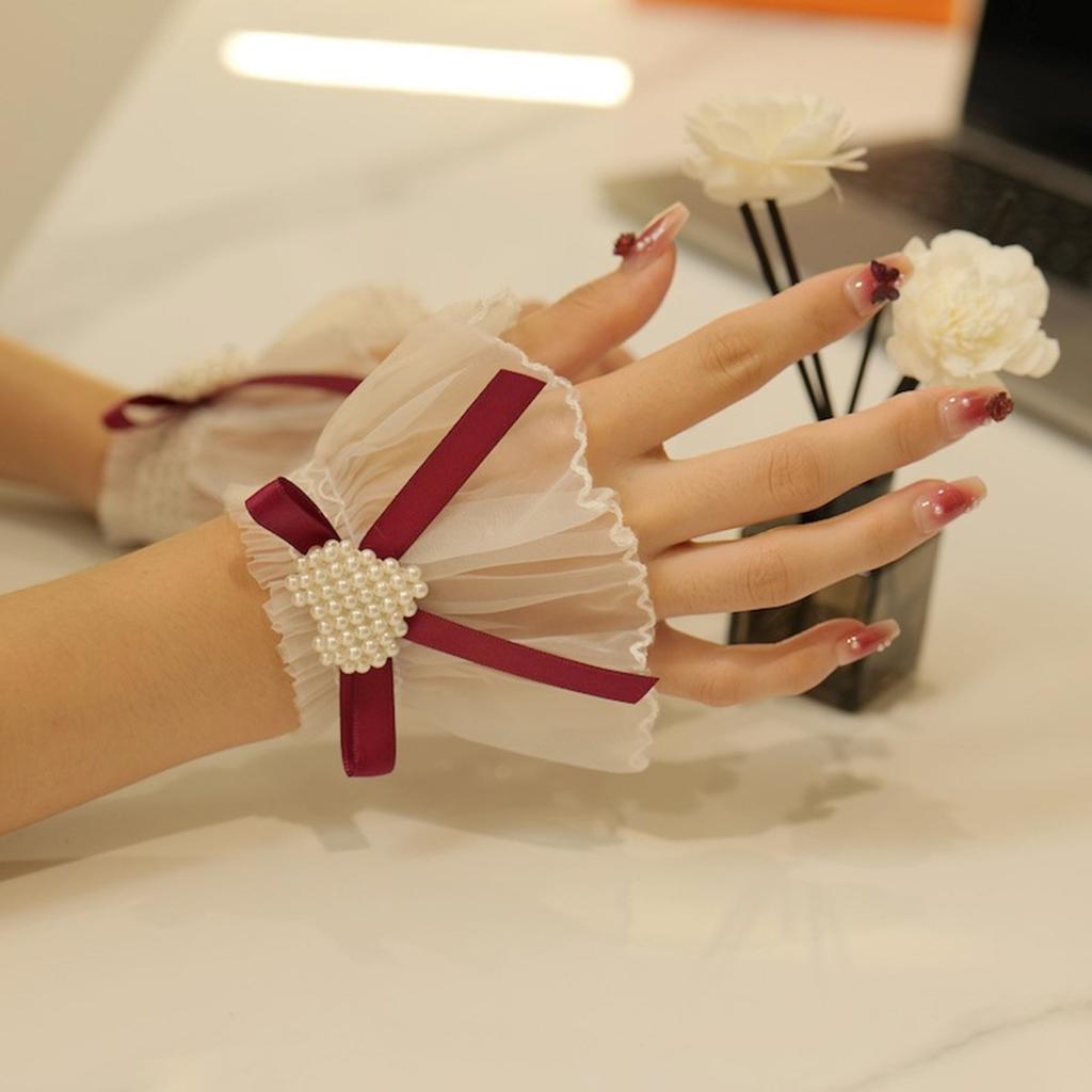Decorative Lace Sleeves for Women Girl Elegant Wrist Cuff Detachable Faux Sleeves Sweater Ruffle Cuffs Fashion Accessory
