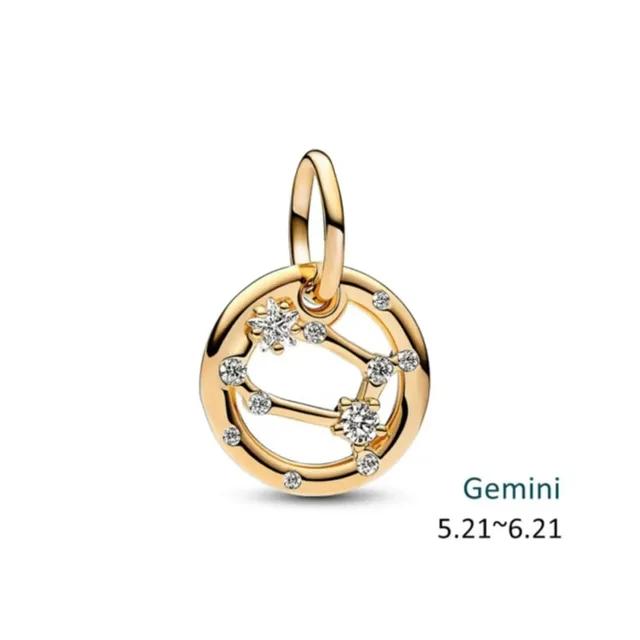 New Copper Gold Plated 12 Zodiac Signs Dangle Charm Bead Fit Pendant Original Bracelet Necklace Diy Women Jewelry
