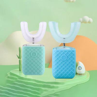 360 Degrees U-shaped Electric Toothbrush Rechargeable for Kids Adults Smart Automatic Sonic Toothbrush Silicone Head Blue Light