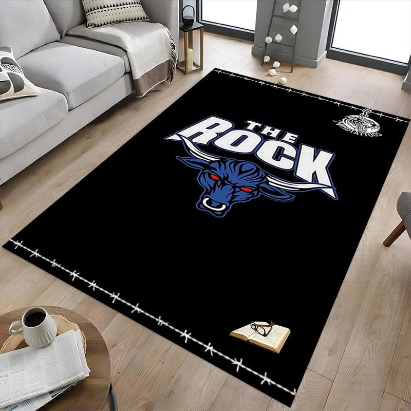 1pc THE ROCK Home Office, Durable Polyester Floor Mat with Easy, Office Decor, Urban Style, Nonslip Backing
