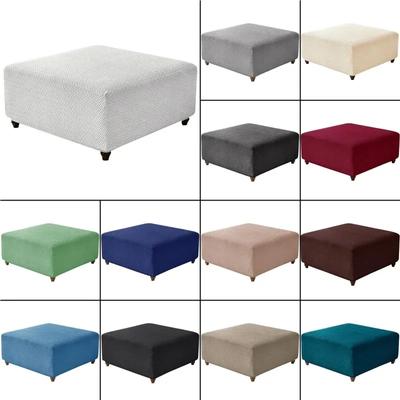 Polarfleece Ottoman-Bezug Verdicken Elastisch Aufbewahrungshocker Überwürfe All-inclusive Rechteck Fußstütze Schutzhülle Heimdeko