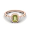 Bezel Set 0.77 Ctw Emerald Cut Peridot 925 Sterling Silver Rose Vermeil Solitaire Women Engagement Ring