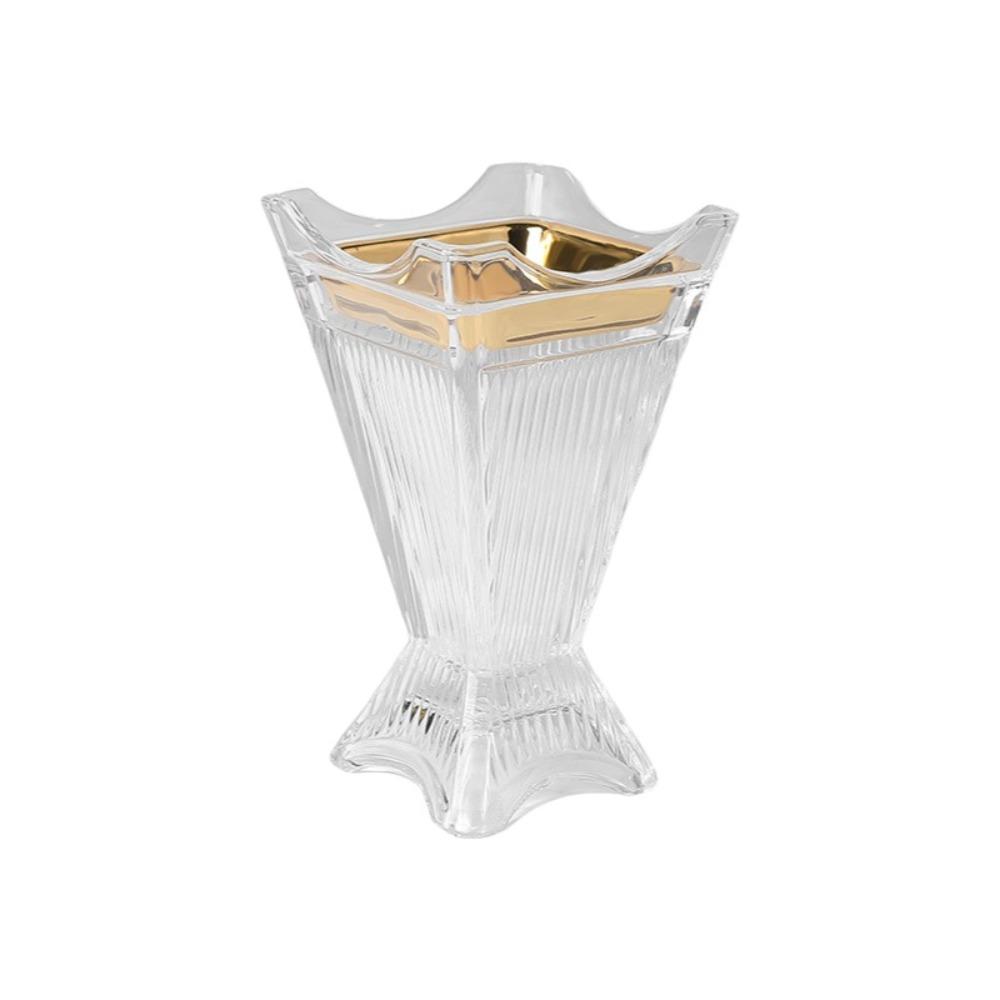 Arabic Style Glass Incense Burner Nordic Ironwork Clear Engraved Square Incense Holder Ornament Four-Corner Design