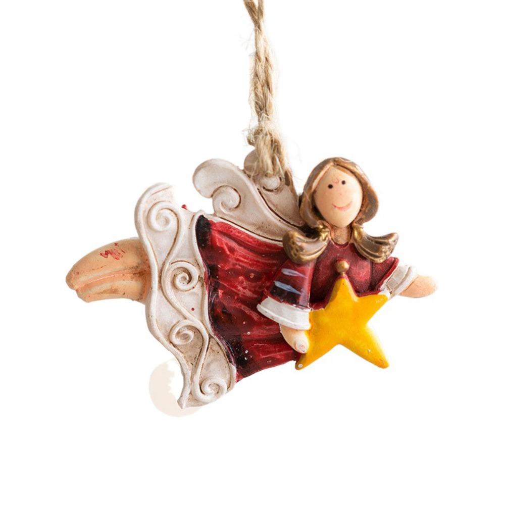 

3pcs Rural Christmas Angel Pendant Vintage Hanging Ornament Wedding Style 2
