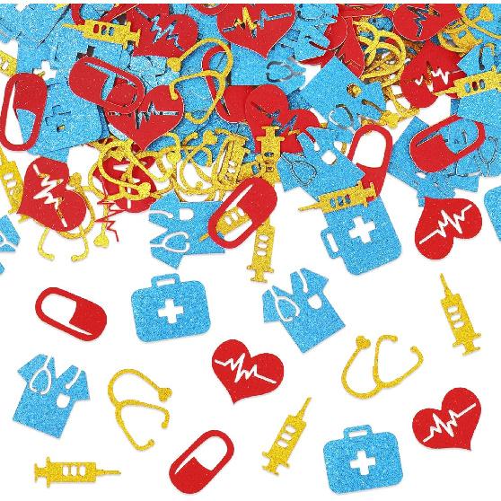 Whaline 300Pcs Hanukkah Table Confetti Menorah Star Dreidel Shaped Glitter Confetti Blue Gold Silver Table Centerpiece For Chanukah Party Decoration