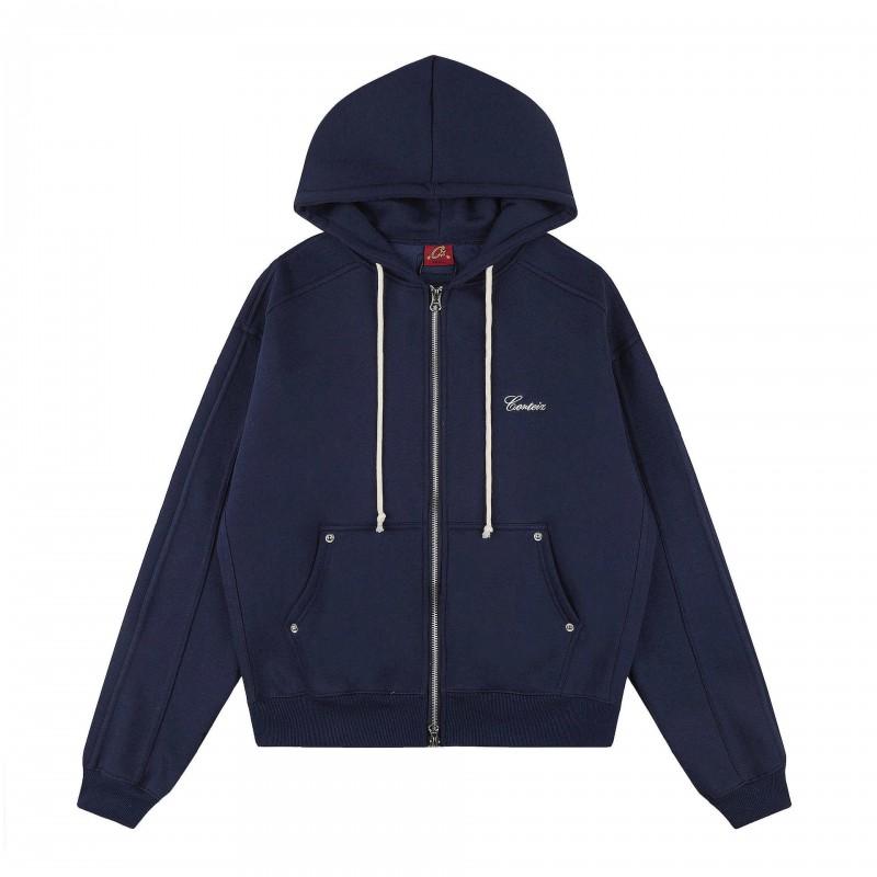 Tuta Corteiz Unisex Felpa con Cappuccio Oversize Streetwear Americano Lettera Ricamata Zip Up Top Casual