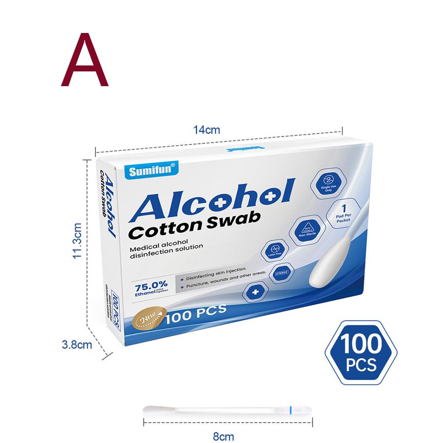 Sumifun 50/100 Stück Alkoholtupfer Einweg-Desinfektionsmittel für Zuhause Hautreinigung Wundbehandlung Reise-Essentiell Tupfer