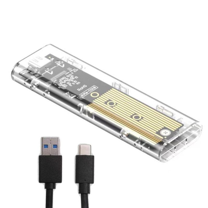 Two Protocols Solid Disk Case Clear USB3.2 USB C 10Gbps PCIE  Solid Disk External Enclosure for 2230-2280 Hard Disk Box