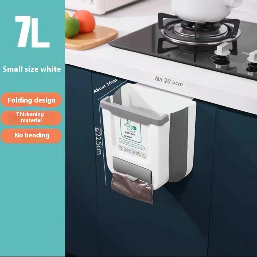 7L Collapsible Garbage Can Wall Mounted Thickened Plastic Kitchen Waste Bin Household Bathroom Toilet Garbage Container 7L белый