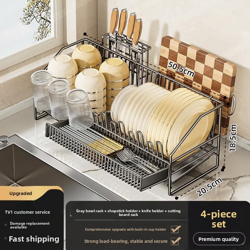 Kitchen Bowl Draining Ra Multi-Functional Countertop Sle Storage elf Utensils Di Plate Diwaer Organizer