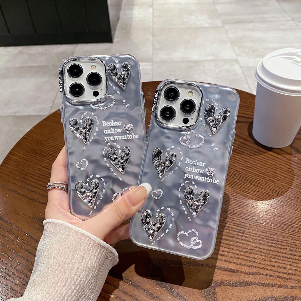 Apple 13pro Water Ripples 14 Three-dimensional Love 12 High End IPhone 15 Mobile Phone Case