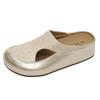 Silver thick-soled heightened pinch-on flip-flops for women's outerwear 2025 summer new fashionable versatile beach cool slippers
