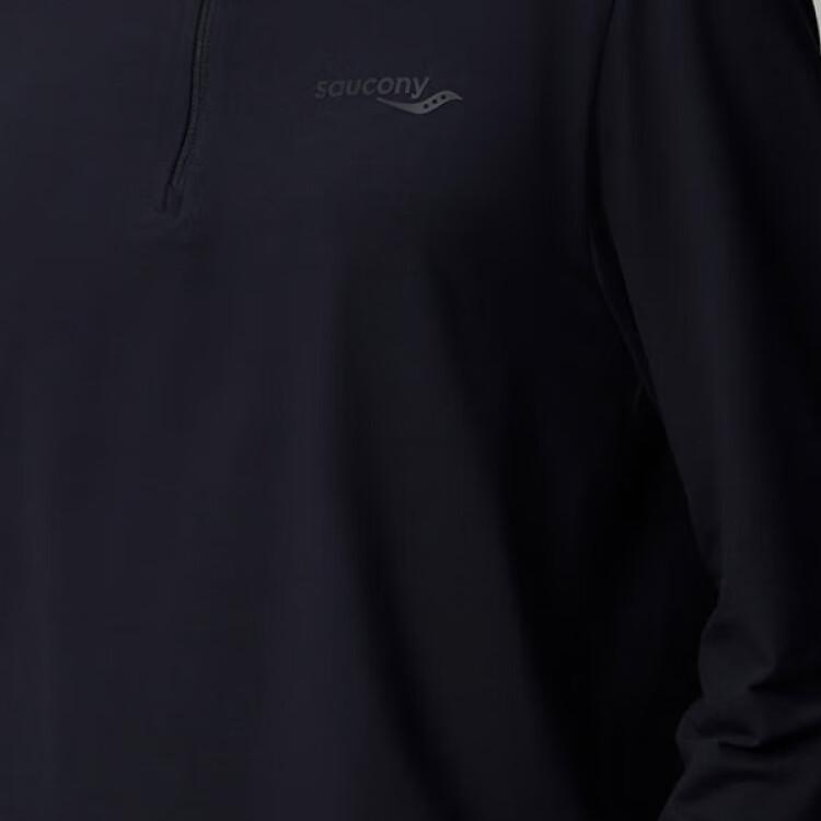 Saucony Stand Collar Long Sleeve Solid T-Shirt Men Tops Black SC2240129B-BK01